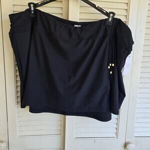 Women’s Time & Tru Side Slit Swim Skirt Skort Black Size 3X (24W-26W)